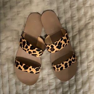J Crew leopard slides, size 9